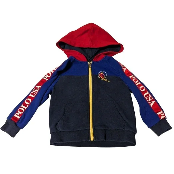 Ralph Lauren Toddler Baby‎ Kids Ski Hoodie Sweatshirt Jacket USA Blue Size 24M