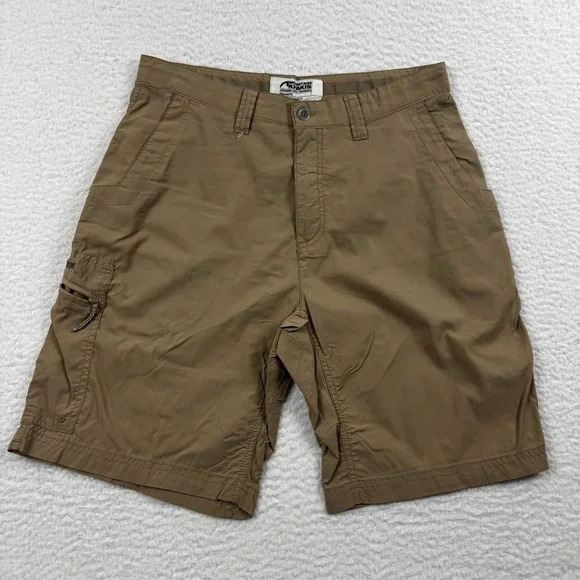 Mountain Khakis Equatorial Shorts Mens 33x9 Brown Relaxed Fit Logo Flat Front