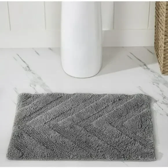 Better Trends Hugo Gray 100% Cotton Rectangle Bath Rug 17x24 Soft Absorbent