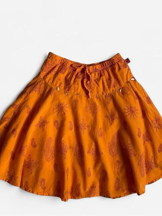 Vintage Y2K Bratz girls orange paisley cotton skirt
