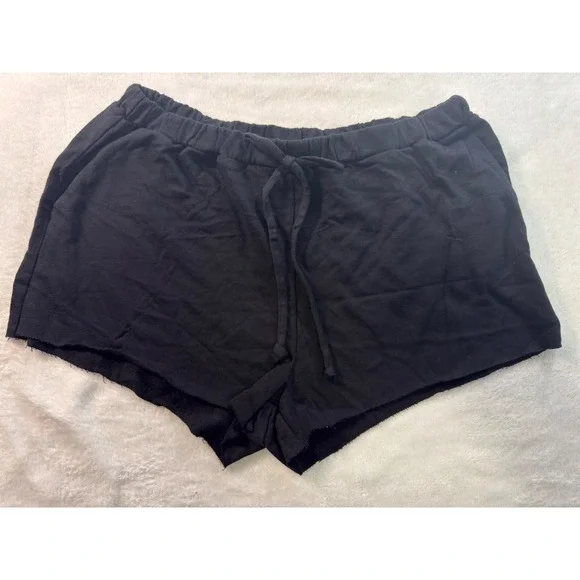 Ever‎ Hottie Girls Black Cotton Raw Hem Drawstring Sweat Shorts VST2 L USA