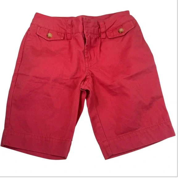 Ralph Lauren Chino Shorts Girl's Size 7 Pink Cotton Preppy Pockets Casual Summer