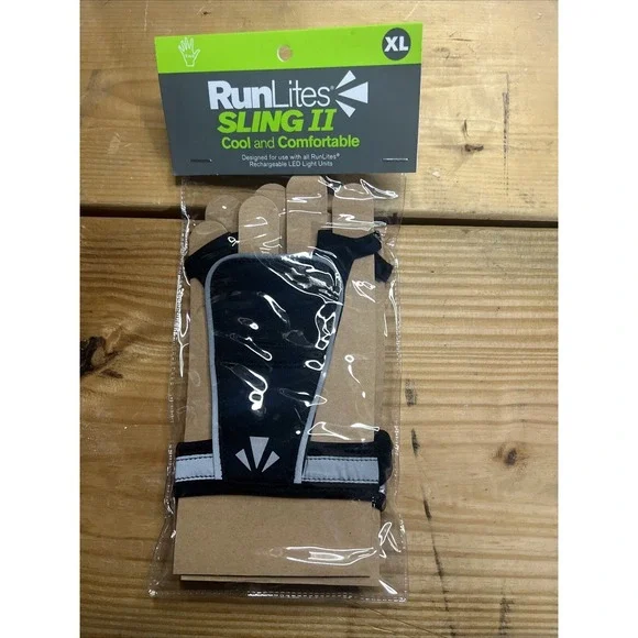 RunLites sling 2 Fingerless Strap Glove Black Color Way Size XL with LIGHTS