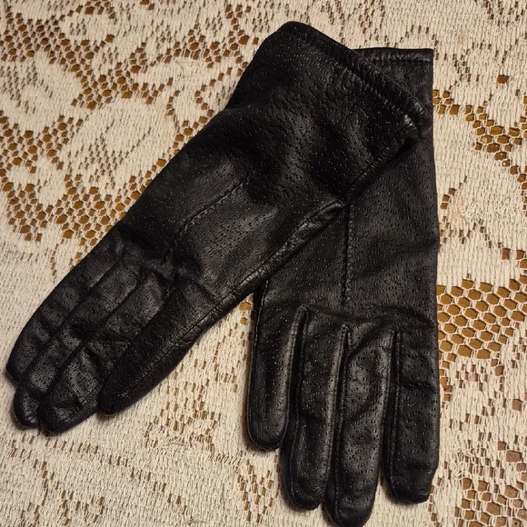 Sophisticated Black Perforated Gloves