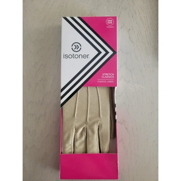 Isotoner Gloves Women's Classic Fleece Lined One Size Camel Color New Winter