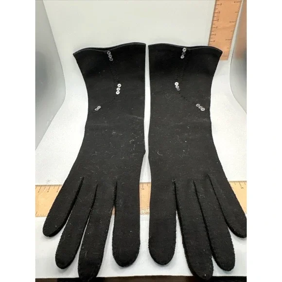 Vintage 100% Fully Shrunk Double Woven Cotten Black Gloves Size‎ 7