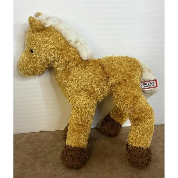 Douglas Cuddle Toys Horse Plush Tan Brown Hooves White Mane 16
