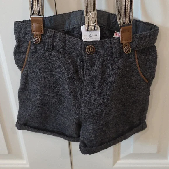 Zara Gray Suspender Shorts
