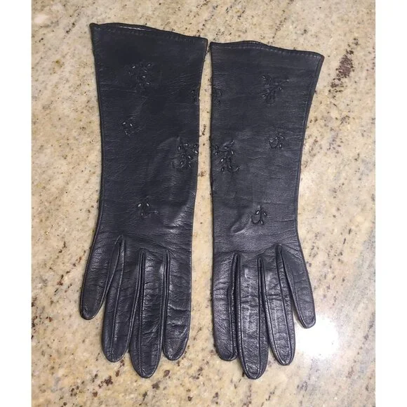 Vintage Womens Size S 6 Black Soft Leather 11