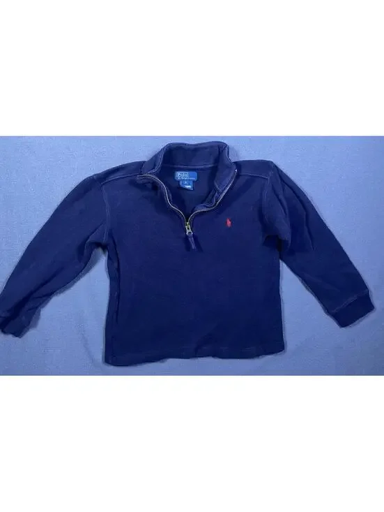 Polo Ralph Lauren Baby Sweater Blue 1/4 Zip Pullover Long Sleeve Ribbed Sz 6