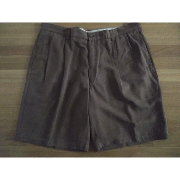 TOMMY BAHAMA Shorts Mens 38 Brown 100%‎ Silk Pleated Front Lightweight Chinos