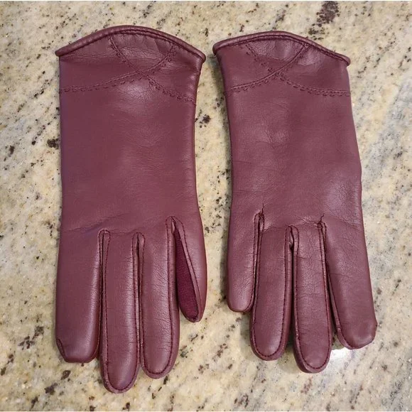 Vintage Size S/M Rusty Brown Sears Faux Leather Knit Lined Driving Gloves