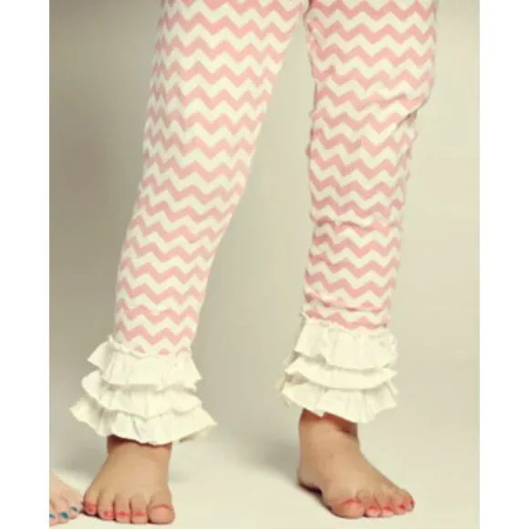 NEW Matilda Jane girls leggings 18 2 8 Tickle Me Pink Good Hart stripe chevron