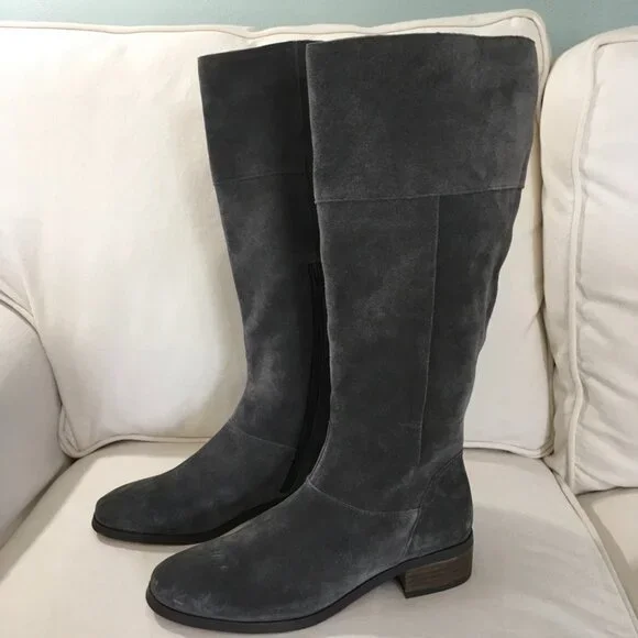 Sole Society Carlie Gray Suede Leather Boots NWOT