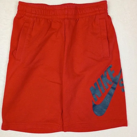 Nike SB Boys Red Fleece Skateboarding Shorts Blue Logo Size S 8-10 YRS‎