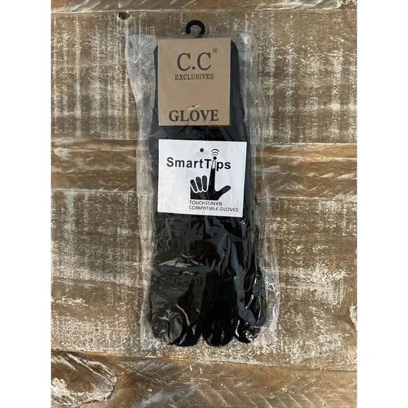 CC exclusives smart tips touchscreen compatible Knit gloves‎ Black