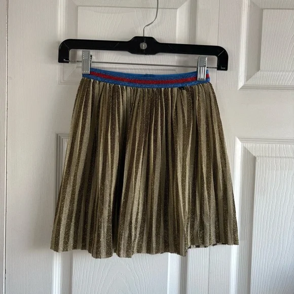 Molo Bailini Gold Pleated‎ Lurex Shimmery Elastic Waist Skirt 98-104 Christmas