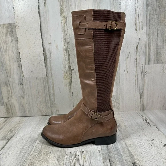 Aetrex Women’s Chelsea Tall Lea Riding Boots Brown‎ #1277