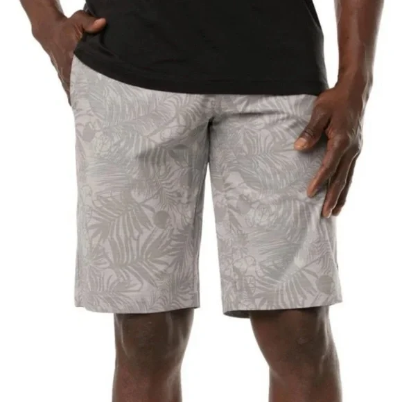 Travis Mathew Mens Bar Harbor Golf Shorts Sz 36 Gray Tropical Print Preppy