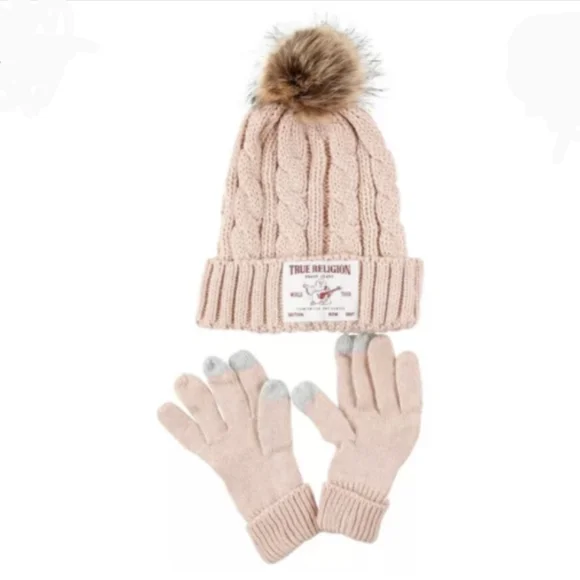 True Religion Women's 2 Pk Beanie & Mittens Set