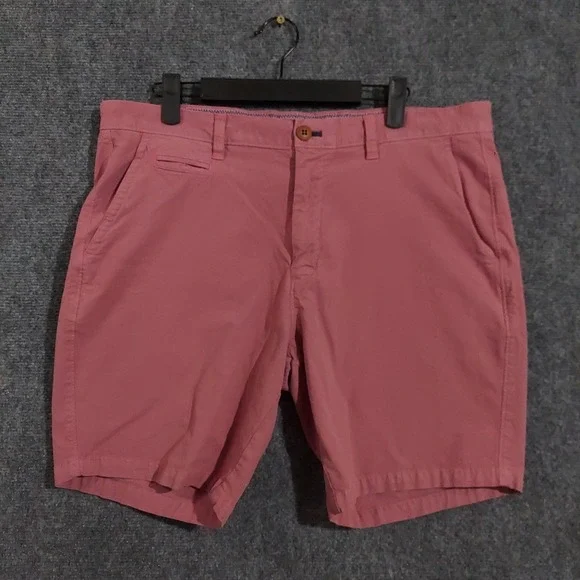 Johnnie-O Shorts Mens 35 Pink Pima Cotton Stretch Chino 9 Inseam Casual Summer