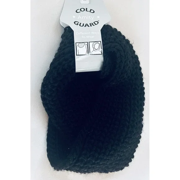 Amity Cold Guard Women's Black Knit Neck & Head Warmer NEW Super Nice BxE‎