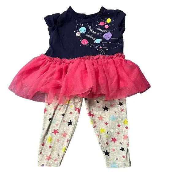 Baby Starters Outfit Little Girl’s Size 9 Months 2 Piece Set Solar System To The