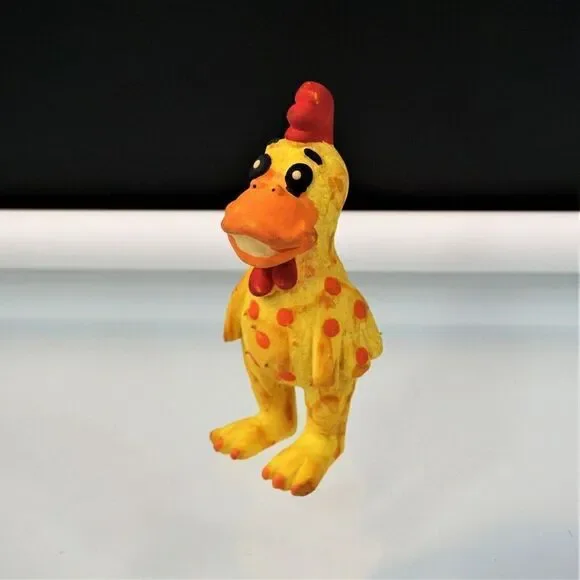 Yellow Squeaky Hen Dog Toy Latex Rubber