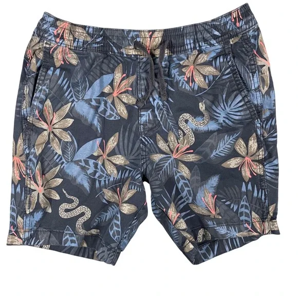 Hollister Mens Prep Jogger Shorts Snake Tropical Floral Small 6