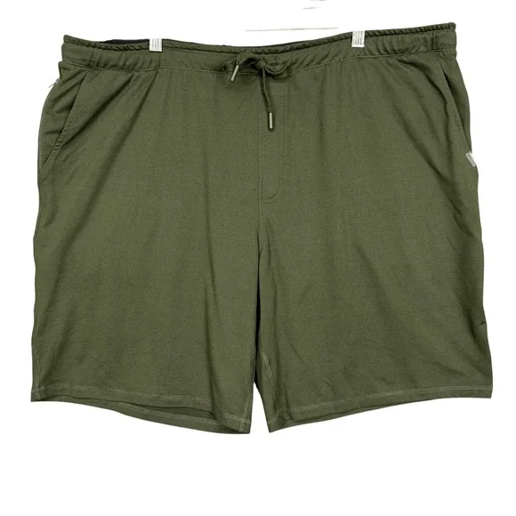 Eddie Bauer Lounge Shorts Mens XXL Olive Green Drawstring Stretch‎ Zip Pocket