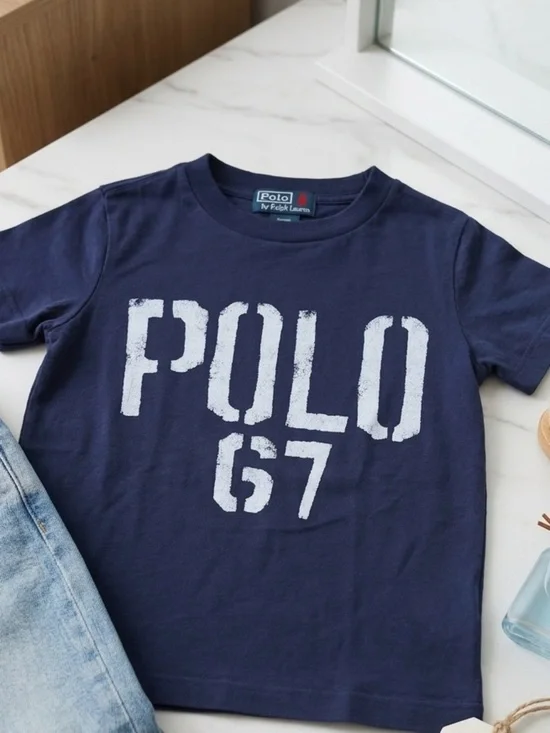Ralph Lauren Navy and White 'POLO 67' Boys Short Sleeve Tee size 2T