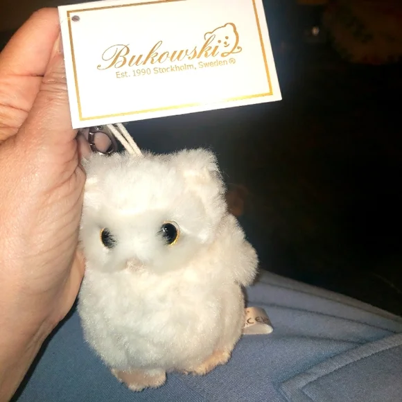 Bukowski White Owl Bag Charm NWT
