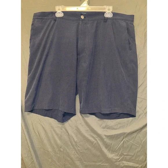 Peter Millar Men's Chino Golf Shorts 42 Navy Blue Solid Flat Front‎ Slash Pocket