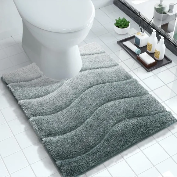 Luxury Microfiber Extra Thick & Soft Bath Mat Rug Blue Wave 24X24
