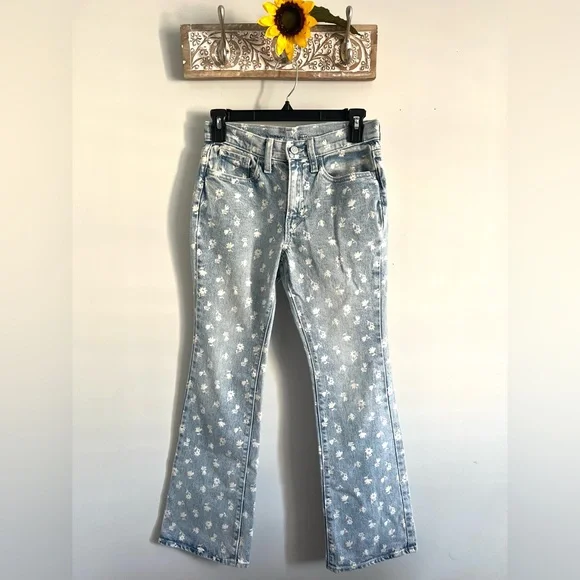 OLD NAVY Girls Floral High Waisted Flare Jeans - Size 14