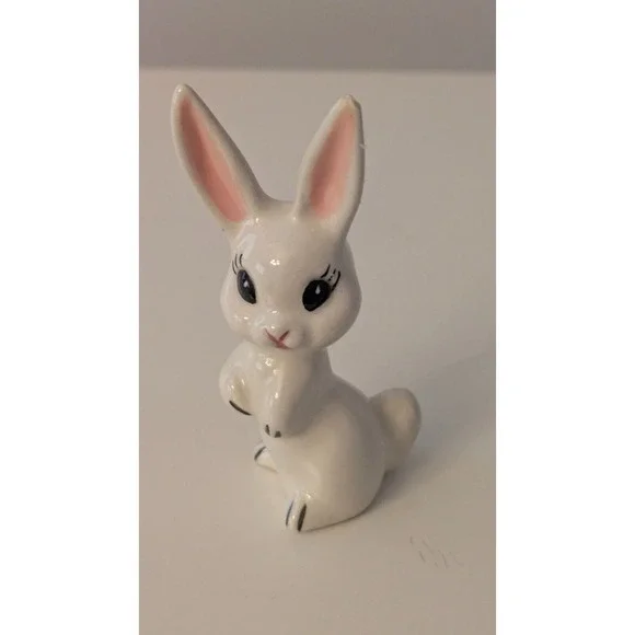 White Ceramic Anthropomorphic Easter Bunny‎ Rabbit 3 1/2