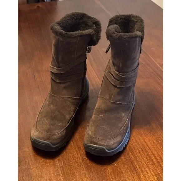 Columbia Namara‎ Women's 6.5 Brown Suede Winter Boots Fur Lined Omni-Grip