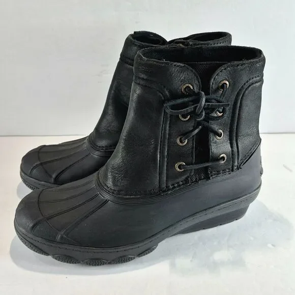 Sperry Top-Sider Women's Saltwater Wedge Black Duck Boots, Size 7