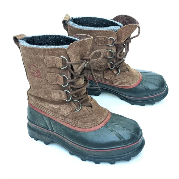 SOREL Sudbury II women's brown leather lace-up insulated winter snow duck boots