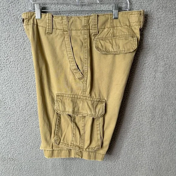 Aeropostale Mens Cargo Shorts Size 32 Khaki‎ Tan Multi Pocket Cotton Gorpcore