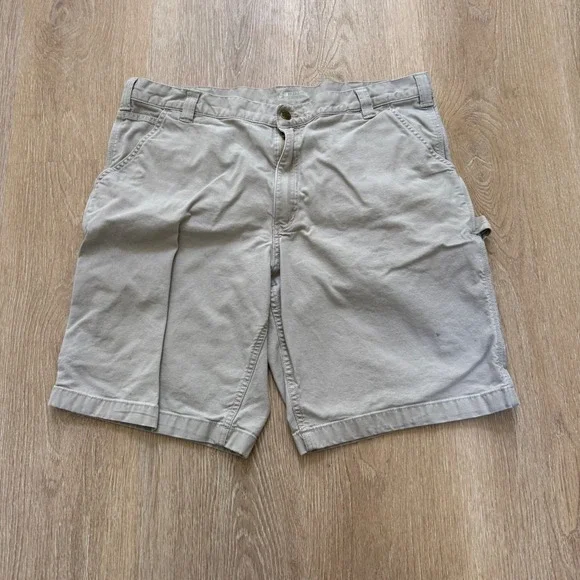 Carhartt Rugged Flex Canvas Utility Work Shorts Mens 40 Tan BS3652-M Relaxed Fit