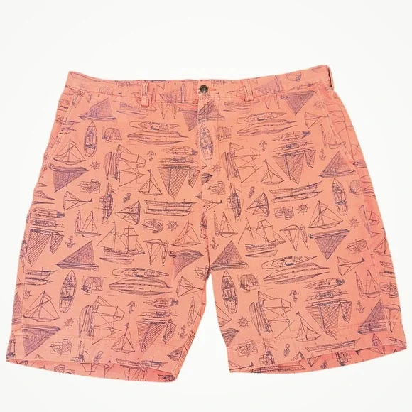 Polo Ralph Lauren Mens 38 Shorts Salmon Pink Nautical Sailboat Canvas Chino Boat