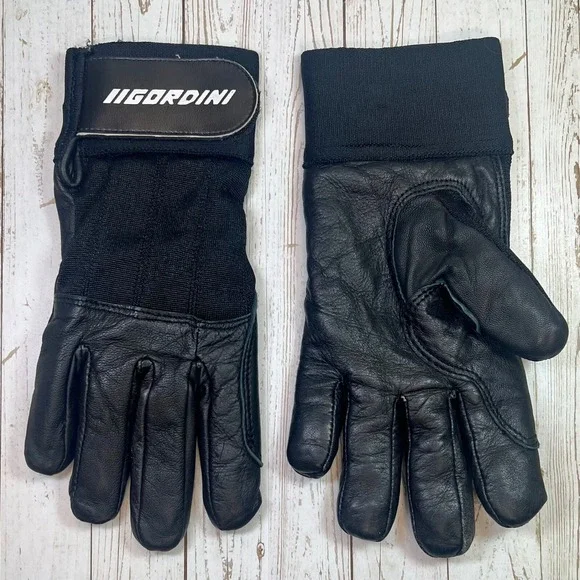 Gordini Leather Driving Gloves Ladies SMALL Black‎ Work Moto Wrist Strap