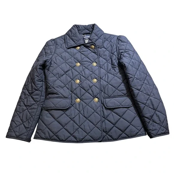 Ralph Lauren Girl's Blue Quilted Jacket Winter Size XL peacoat‎ double breasted