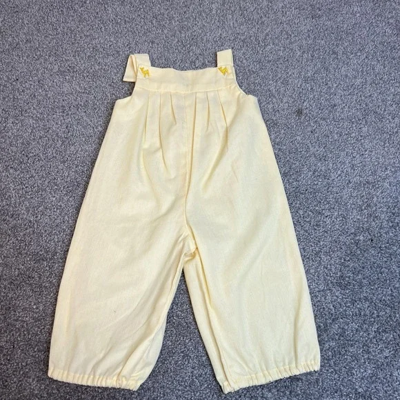 Vintage Overalls Girls Small Embroidered Animal Detail Elastic Cuffs 90s Outfit‎