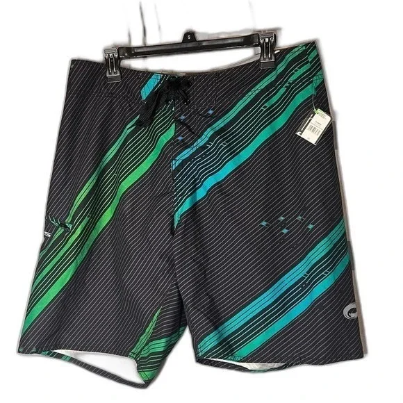O'Rageous board shorts black green size 34 NWT