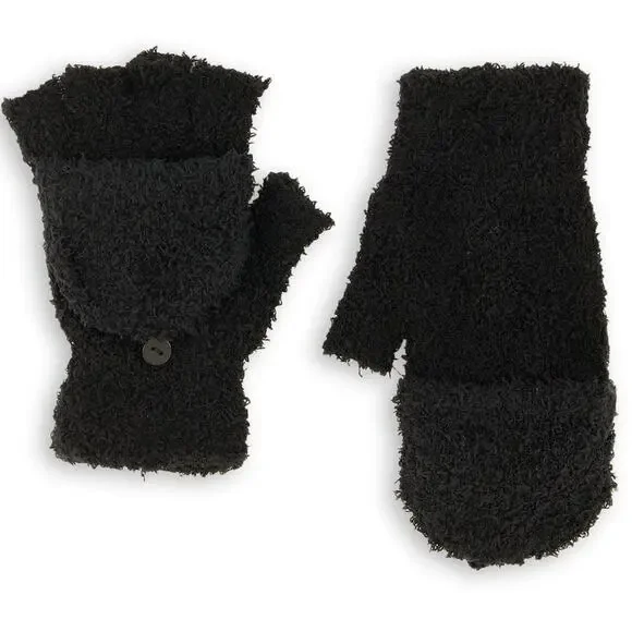 New Fashion Nova‎ Fuzzy Flip Top Gloves Mittens Black Button Winter Fingerless