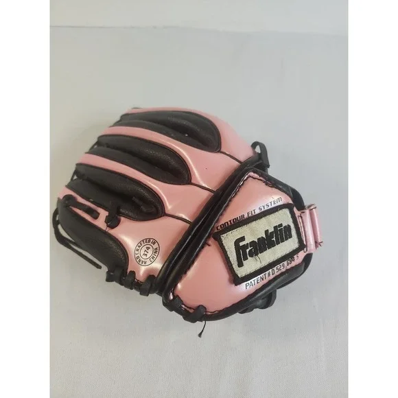 Franklin Left Hand Youth Girls Pink And Black Baseball Softball Mitt Size 9.5