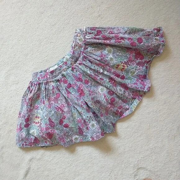 Jacadi Paris Skirt Girls 4A 104 Multicolor Floral Lined Cotton Flare A Line