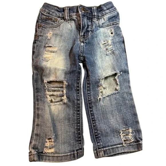 Kid's Distressed Denim Jeans Adjustable Waist Baby‎ Toddler boy size 12m SOFT